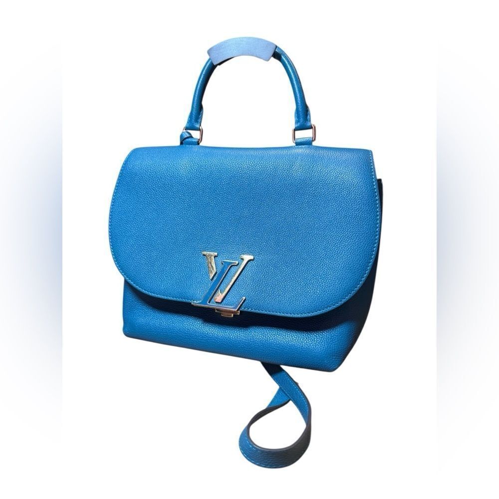 LOUIS VUITTON Blue Canard Taurillon Pebbled Leather Volta 2way Handbag Messenger - Picture 7 of 15